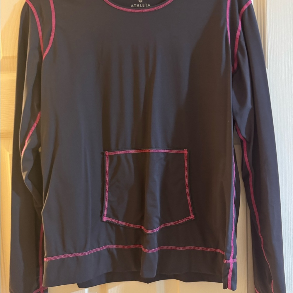 Athleta Dark Gray Top with Pink Accents